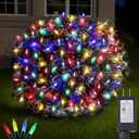 Led Christmas Net Lights Outdoor Connectable, 120LED 5ft x 6ft Waterproof 8 Modes Black Wire 29V Plug in Mesh Lights for Garden Yard Bushes Trunk Tree Decor (Multicolor, 1Pack)
