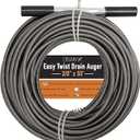 Drainx Easy Twist Drain Auger | Flexible Plumbing Cables for Cleaning Drainage Clogs Includes Storage Bag and Protective Gloves, 3/8" Diameter, 50 FT