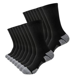 JOYNÉE 8 Pairs Mens Athletic Crew Socks Cushion Running Work Breathable Outdoor Socks for Men,Black,Sock Size:10-13