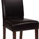 Flash Furniture Greenwich Series Brown LeatherSoft Upholstered Panel Back Mid-Century Parsons Dining Chair (Set of 1)