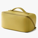 EACHY Travel Makeup Bag, Large Capacity Cosmetic Bag for Women, Waterproof PU Leather, Flat Open Portable Toiletry Bag for Skincare, Brushes & Travel Essentials