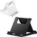 Kemoxan Portable Cell Phone Stand Holder for Desk, Foldable Pocket-Sized Mount, Universal Adjustable Desktop Mobile Phone Kickstand Compatible with iPhone IPads Kindle Android Black