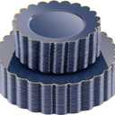 LIYH 60 Pcs Navy Blue and Gold Plates Scalloped Disposable Combo Includes 30 Dessert & 30 Dinner Plates for Monthers Day Birthday Wedding Party