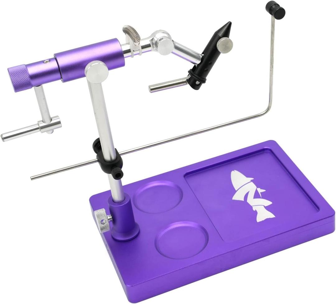 Nirvana V2 Rotary Fly Tying Vise with Travel Base - Now with Improved Jaws, Joints, and More functionality (Bright Purple)