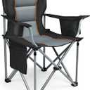 Camping Chairs for Adults Heavy Duty, Oversized Fully Padded Folding Chairs for Outside with Cup Holder, Cooler Bag and Side Pocket, Support 400 Lbs, Versatile for Sports,Outdoors & Lawns (Black-1pack)