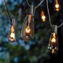10Ft Outdoor String Lights Waterproof, Hanging Patio Lights with 11 Edison Bulbs (1 Spare), ST40 Vintage Edison Bulbs String Lights for Indoor Garden Backyard Party Wedding Balcony Decor- Black