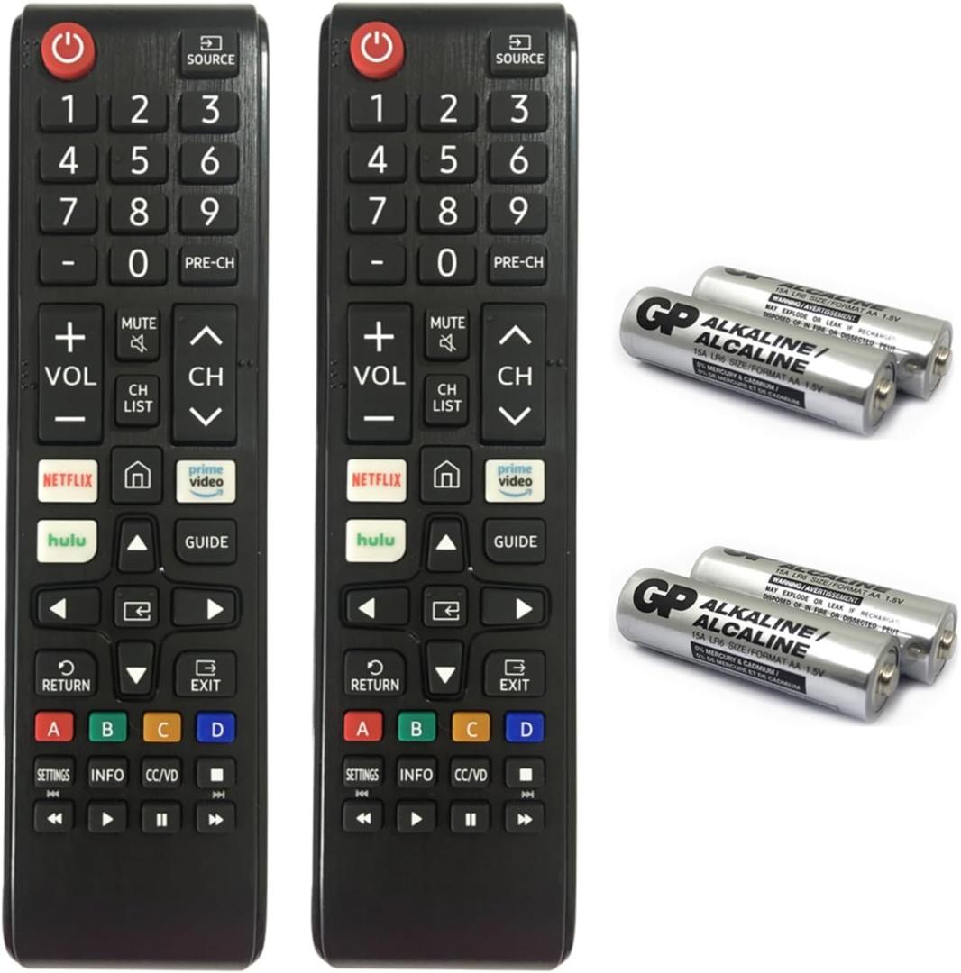 2 Pack Universal Remote Control for Samsung Smart TV, Zero Setup, Batteries Included, BN59 Replacement Remote, Compatible with All Samsung LED LCD HDTV
