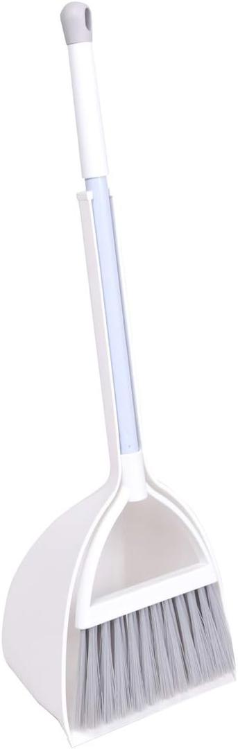 Mini Broom and Dustpan, Home Kitchen Sweeping for Kids(White+Gray)