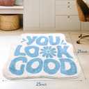 SHIYUE You Look Good Bath Mat Cute Funny Flower Bathroom Rug, Soft Absorbent Water Non Slip, Superior Washable Microfiber Cool Shower Preppy Decor Rug (Sky Blue 21"x25")