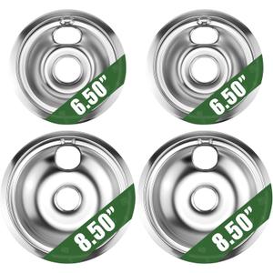 Silver G-E Electric Stove Drip Pans GE68C G-E Range Drip Pans Bowls-4 Packs 2 X 6" and 2 X 8", Burner Drip Pans Compatible for G-E Stove Drip Pans and Hot-Point etc Electric Ranges by MIFLUS