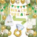Roetyce Camp Bachelorette Party Decorations, Green Bride To Be Sash Veil Fringe Curtain, Cabin Crew Before I Do Banner Balloons Temporary Tattoos Kit, Camping Themed Bridal Shower Wedding Decorations