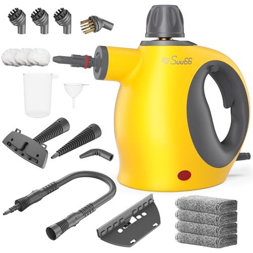 Handheld Steam Cleaner with Safety Lock, 500mL Large Tank & 19PCS Accessories - Multi-Surface Deep Cleaning for Kitchen, Bathroom, Car, Sofa - Removes Stubborn Grime, Sanitizes Surfaces (Yellow)