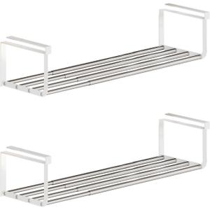 Expandable Shoe Rack Organizer - Adjustable Shoe Rack & Under Cabinet Shelf - for Shoe or Clothing Storage and Organization, Under Shelf Storage (Stainless,2Pcs)