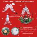 DECORKEY Christmas Lanterns Decorations Outdoor&Indoor, 2PCS Andrew Candle Holders with LED Candle, Pine Cone&red Berry Wreath, Decorative Lanterns for Porch Centerpiece Table Decor Gift