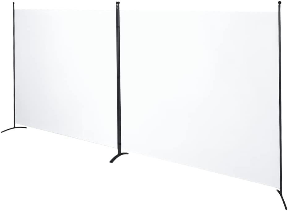 SteelAid Room Divider (Double Panel)  Folding Partition Privacy Screen for Office, Classroom, Dorm Room, Kids Room, Studio, Conference - 142" x 72" - Easy to Assemble, Freestanding & Foldable (White)