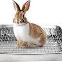 Rabbit Litter Box Stainless Steel Bunny Litter Box Small Animal Toilet Pan Metal Grid for Ferret Galesaur Chinchilla Bunny