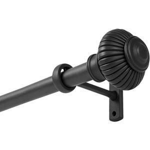 Heavy Duty Steel Curtain Rod Adjustable 32-240 Inches, 1 Inch Diameter Curtain Rod for Wide Windows - Black Space-Saving Design with Brackets