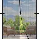 MAGZO Magnetic Screen Door 30'' x 80'', Upgraded Polyester Scratch-Proof, Mesh Net Curtain for Sliding Glass/Single/Patio/French/Front/Back Doors with Strong-Adhesive Hook&Loop, Black