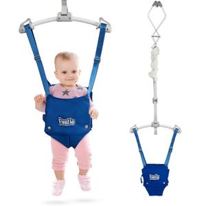 FUNLIO Baby Door Jumper for 6-24 Months (with Door Clamp), Baby Jumper Doorway with Strong Spring & Adjustable Strap, Portable Infant Baby Bouncer, Easy to Assemble, Bearing 40 Lbs, CPC & CE Certified (Blue)