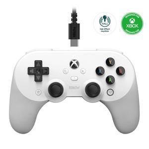 8Bitdo Pro 2 Wired Controller for Xbox, Hall Effect Joysticks and Hall Triggers, 3.5mm Audio Jack, Compatible with Xbox Series X|S, Xbox One, Windows 10/11 - Officially Licensed (White)