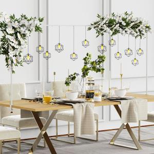 Putros Over The Table Rod Stand with Clamps White 13"-42'' Tall 29"-98" Length Adjustable Metal Table Arch Hanging Rod Stand for Party Wedding Anniversary Christmas Decoration
