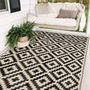 SAND MINE Waterproof Outdoor Rug 5x8 ft, Plastic Reversible Rug, Modern Area Rug, Large Floor Mat for Outdoors, RV, Patio, Backyard, Deck, Picnic, Beach, Camping, Black & Beige