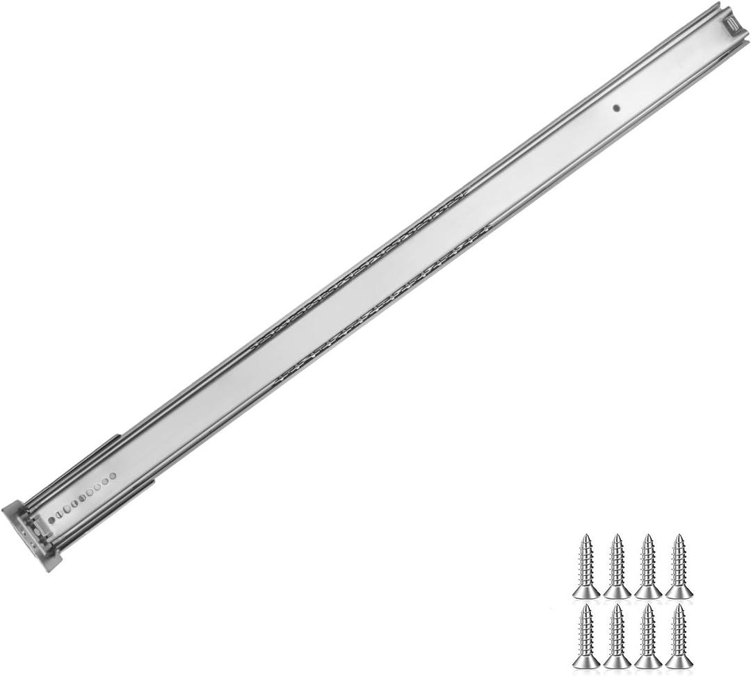 LONTAN 1 Pcs Center Mount Drawer Slides Bottom Mount for Cabinet and Dresser 22 Inch Heavy Duty Drawer Rails 15.5" Extension Glide Track