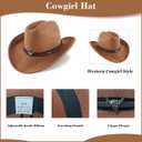 Cowgirl Outfits for Girls Kids 6 Pcs Western Costume Accessories Cowboy Hat Fringe Vest Earring for Halloween Party (L)