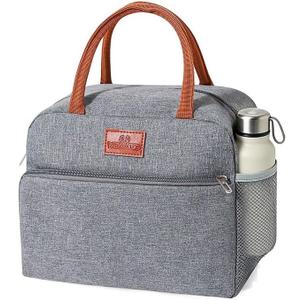 Lunch Box for Women & Men, Reusable Lunch Bag for Work/Office/Travel, Adults, Stylish Tote Bag, Insulated Lunch Box, Durable & Leakproof(Gray)