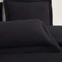 Mellanni Duvet Cover Set - 5 PC Iconic Collection Bedding Set - Hotel Luxury, Extra Soft & Cooling - Microfiber - Button Closure and Corner Ties (Queen, Black)