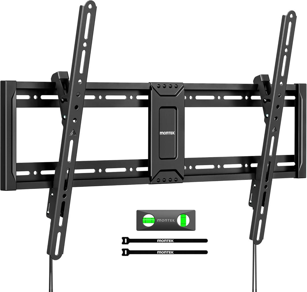 monTEK Heavy Duty Tilting TV Wall Mount for 43-95 Inch TVs, 200 lbs Capacity, 1.65" Slim Low Profile Wall Bracket, Max VESA 800x400mm Fits 16"/18"/24" Studs, Space-Saving for Large Flat & Curved TVs