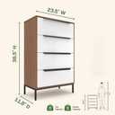 tinge Lira Premium 4 Drawer Fabric Dresser - Engineered Wood Frame Chest of Drawers for Bedroom - Strong & Sag-Proof Clothing Organizer with Sleek Metal Handles (Dark Brown), 11.8"D x 23.4"W x 36.5"H