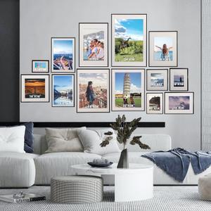 OUZUGIE 12X18 Picture Frame,Display Poster 11X17 With Mat or 12X18 Without Mat,Blue Aluminum Poster Frames with Premium Acrylic,Photo Frames with Strong Corner Design for Gallery Wall and Tabletop