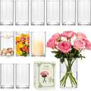 12pcs Thick Glass Cylinder Vase 6 Inch Clear Glass Flower Vase & Floating Candle Holders for Centerpieces,Cylinder Vases Bulk Weighted Base for Wedding, Home & Dining Table Dcor Gift