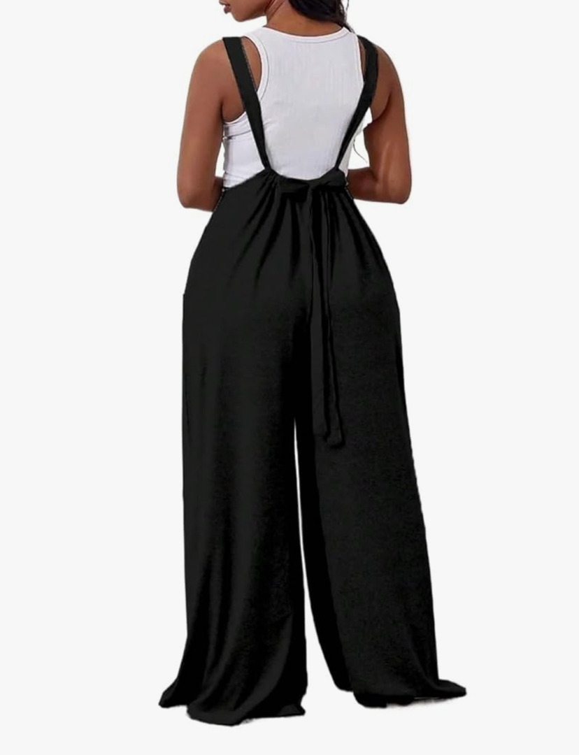 Womens Long Jumpsuits Casual Summer Solid Color Jumpsuit Size XL