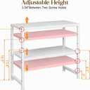 2-Tier Expandable Kitchen Storage Shelf,150LBS Heavy Duty Metal Shelving Units For Small Appliance,Adjustable Pots and Pans Organizer Rack Shelves For Kitchen Counter Under Cabinet Garage Pantry,White