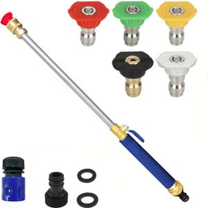 Upgrade Leak-Free jet nozzle high pressure hose nozzleSuitable for garden hoses high pressure power washer wand with 5 High Pressure hydro nozzles and Quick Connectors (blue)