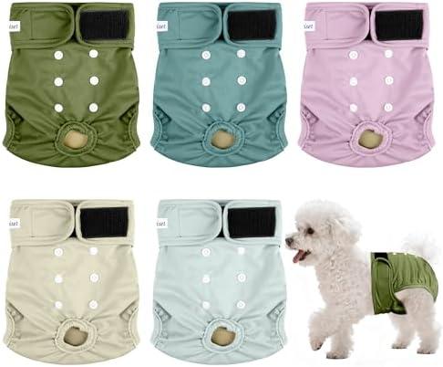 Dog Diapers Female 5pcs,Reusable Dog Doggie Puppy Doggy Diapers Female, Period Panties in Heat, Large