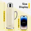 34 oz Insulated Water Bottle, Double Wall Vacuum Stainless Steel Water Flask Jug with Handle & Metal Mechanical Temperature Measuring Cup Lid, Leakproof Travel Bottle Keep Cold 36h Hot 24h