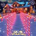 COOLWUFAN 24 Pack Christmas Candy Cane Pathway Lights, 17'' Outdoor Christmas Decorations Pathway Markers Lights for Indoor & Outdoor Holiday Party Patio Yard Lawn, Driveway, Walkway Decor