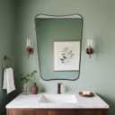 ANDY STAR Brushed Bronze Asymmetrical Mirror, 24"x32" Bathroom Mirror with Premium Stainless Steel Thin Frame, Antique Butterfly-Inspired Designer Mirror, Ideal for Bathroom, Powder Room, Entryway
