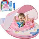 Baby Float with Canopy,Baby Floaties 6-12 Months with UPF 50+ Sun Protection & Toy Play Console,Tdooler Float Features an Adjustable Safety Seat for Girls,Toddler,Infant Aged 6-36 Months.