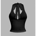 WDIRARA Women's Cut Out Sleeveless Halter Top Deep V Neck Tie Backless Going Out Tank Tops Black X-Small (Black, XS)