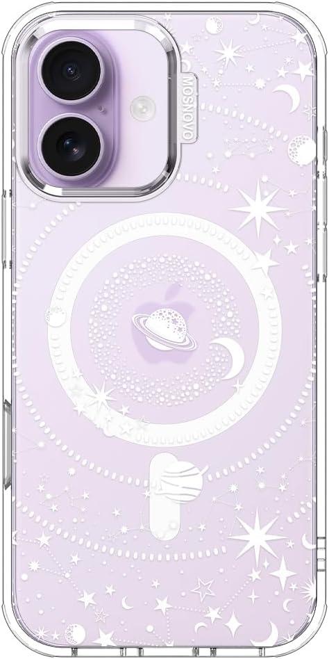 MOSNOVO for iPhone 17 Case | Compatible with Magsafe | Military Grade 6.6ft Drop Tested | Camera Control | Clear with Galaxy Design