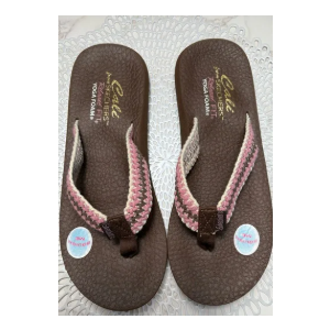 Skechers Cali Asana Hidden Valley Women's Thong Sandals Brn/Mlt ,10 Flip Flops