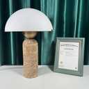 Scandinavian Modern Table Lamp Frosted Glass Shade Travertine Lamp Natural Stone Desk Lamp Mid-Century Dome Bedside Lamps for Living Room Side Lamps Bedroom Nightstand Light