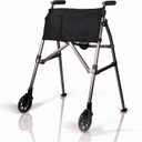 Stander Ez Fold N' Go Height Adjustable Lightweight Travel Walker, Black Walnut, 7.5 Pound