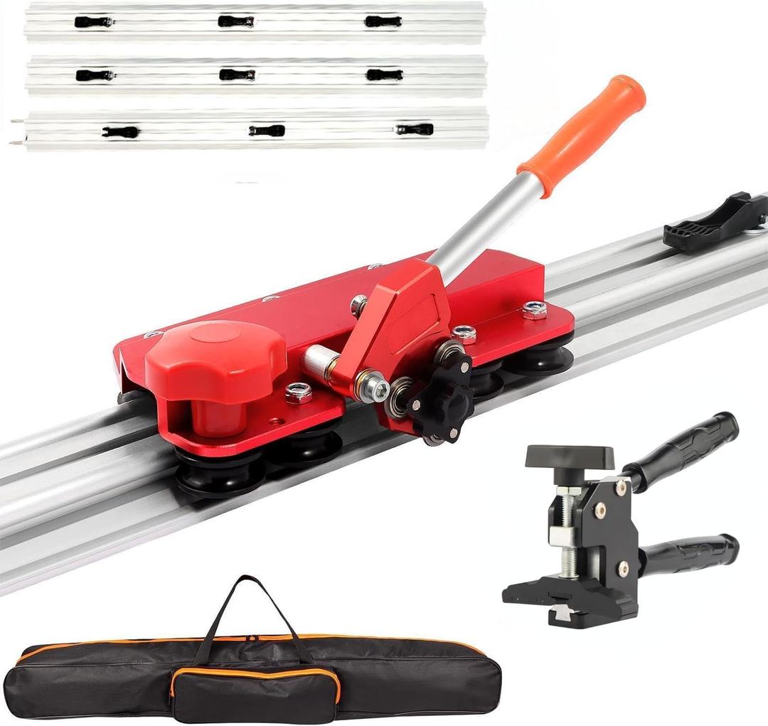 110" Large FormatTile Cutter, Manual Ceramic Tile Cutting Tool with Built-in Suction Cups & Tile Clamp, 3-Head Scoring Wheel System, for Up to 0.47-Inch Thick Tiles
