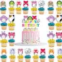 25pcs Cute Animal Cake Decorations with 24pcs Cupcake Toppers, 1pcs Cake Topper for Cute Animal Birthday Party Supplies