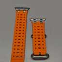 Upgraded Ocean Band Compatible with Apple Watch Ultra 3/2/1 49mm, S11/S10 46mm, 9/8/7 45mm, SE3/SE2/SE/6/5/4 44mm, 3/2/1 42mm, Metal Connector Breathable Sport Watch Strap for Men Women (Regular, Silver/Orange)